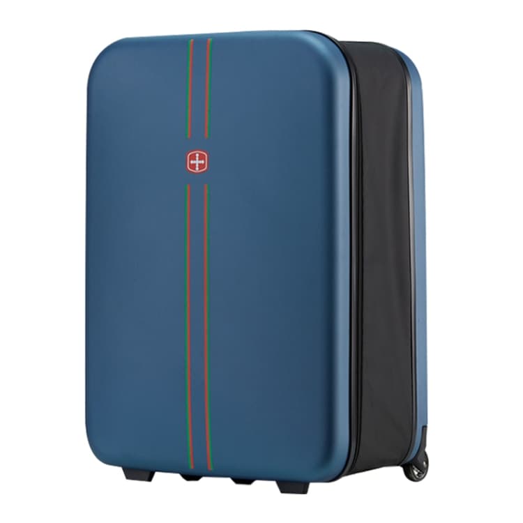 24 inch Foldable Portable Trolley Luggage Suitcase(Dark Blue)