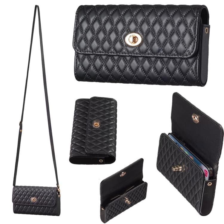 Crossbody PU Horizontal BFB02 Shoulder Bag(Black)