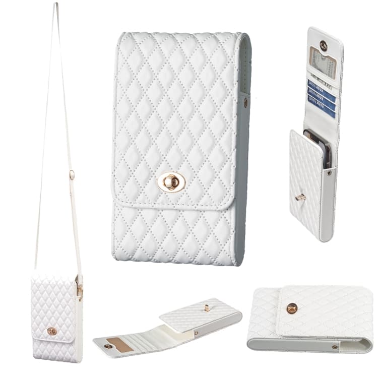 Crossbody PU Vertical BFB01 Shoulder Phone Bag(White)