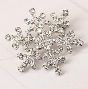 Spilla a forma di fiocco di neve natalizio con strass e trapano ad acqua (Argento)
