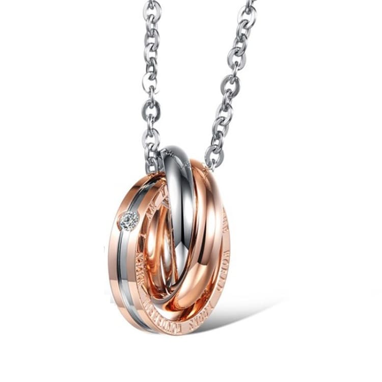 Collana da coppia in acciaio al titanio ad incastro (Oro rosa)