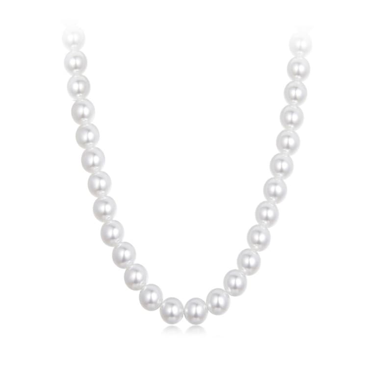 Collana di perle in argento sterling S925 placcato platino, Colore: 5mm