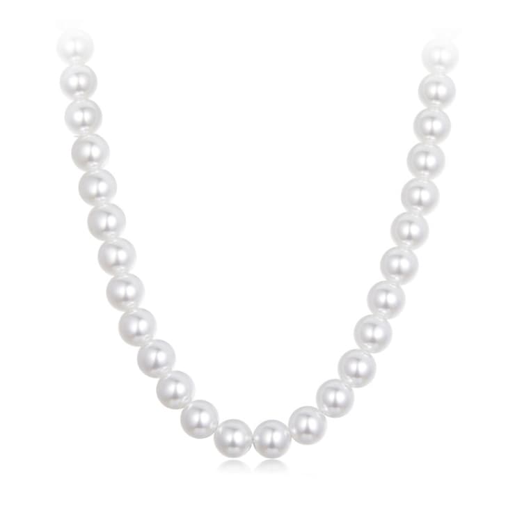 Collana di perle in argento sterling S925 placcato platino, colore: 8mm