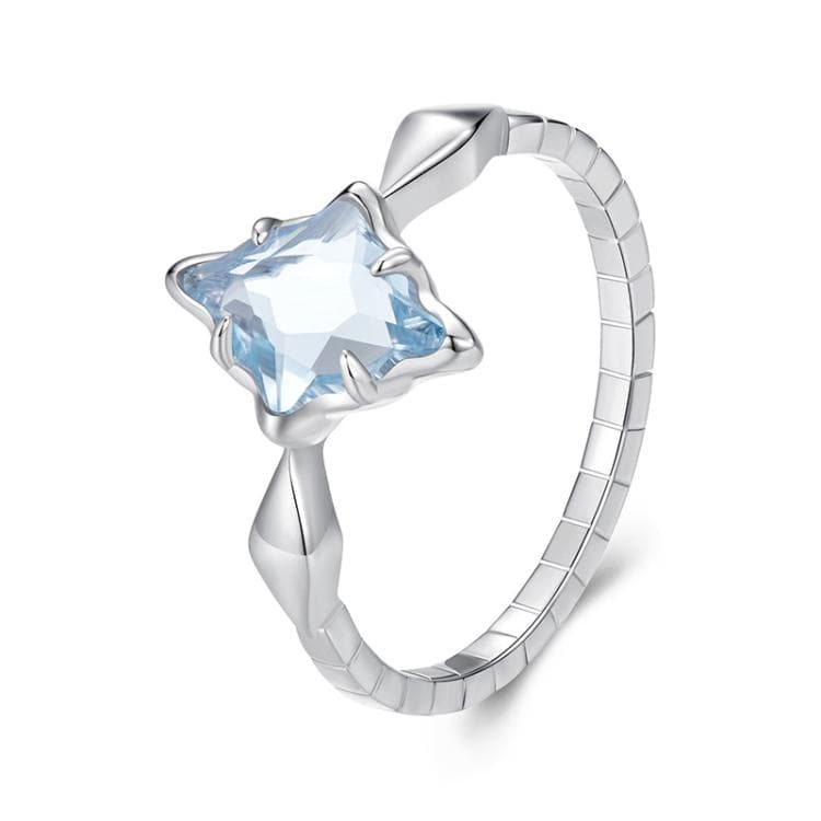S925 Sterling Silver Platinum Starburst Diamond Ring(No.8)