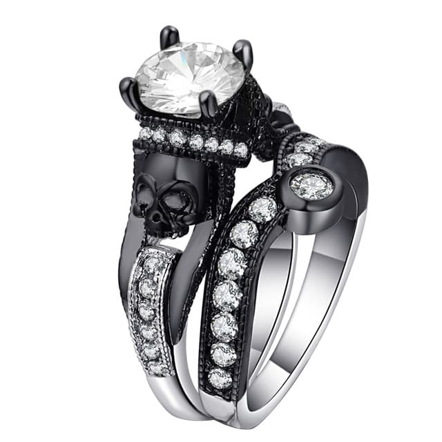 Skull Ring Punk Style Fashion Jewelry, Ring Size:7(White)