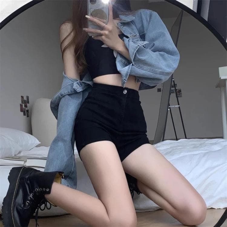 Summer High-waisted Denim Shorts Tight Hot Pants - Miniatura 4