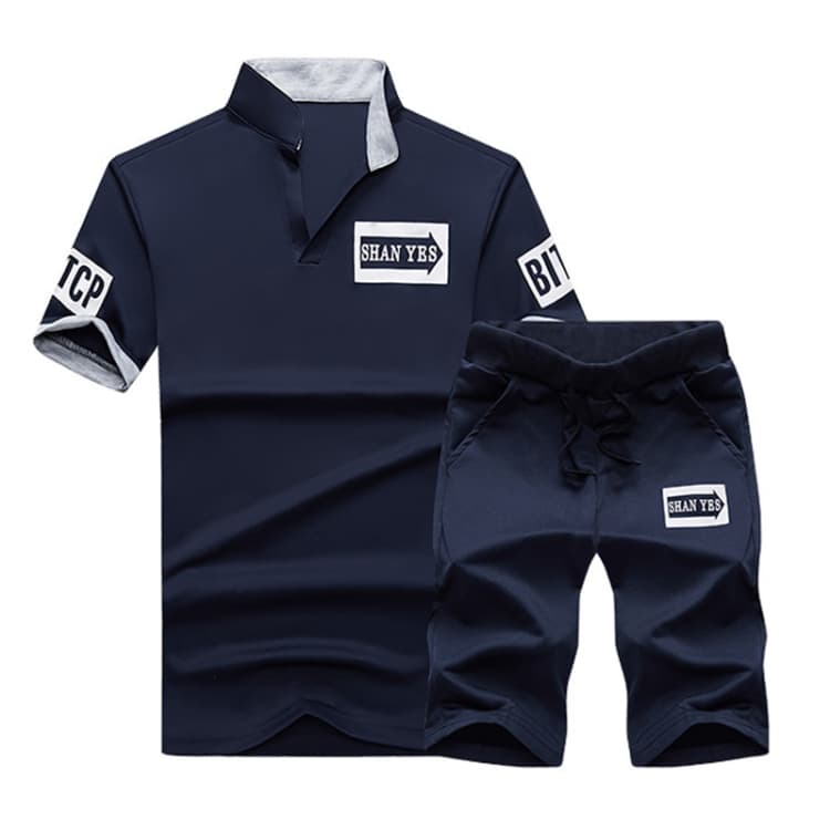 Summer Men T-Shirt Half-Sleeved Sports Suit - Miniatura 4