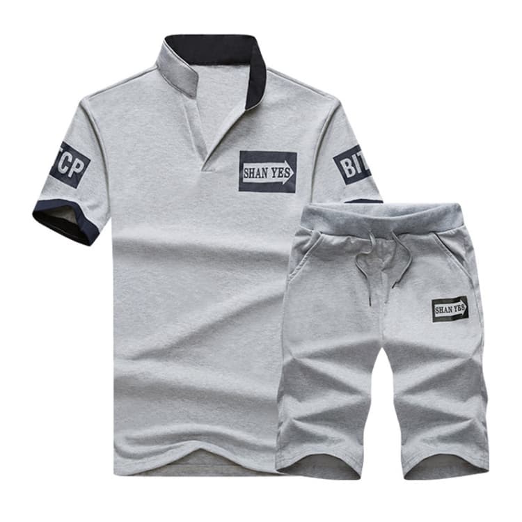 Summer Men T-Shirt Half-Sleeved Sports Suit - Miniatura 3
