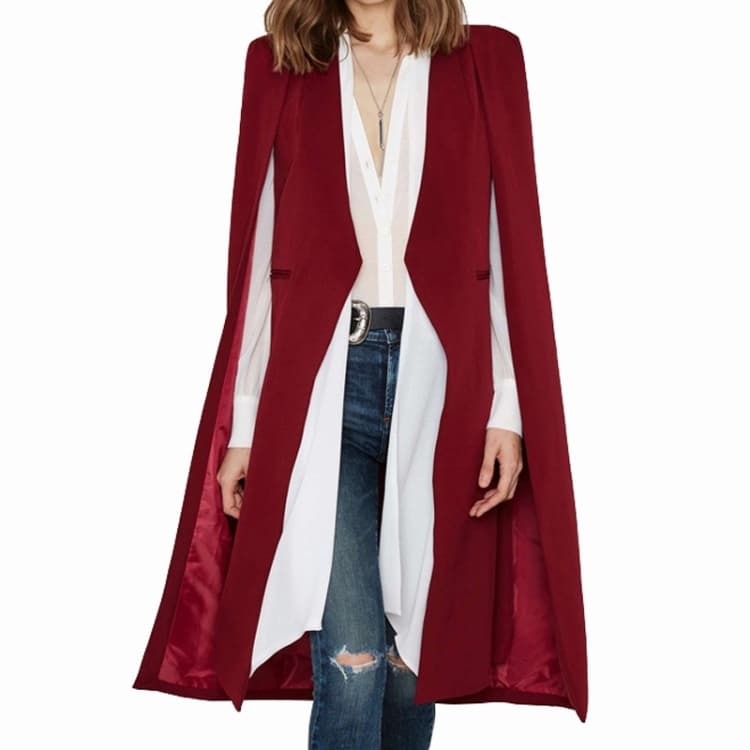 Women Casual Cape Unbuttoned Shawl Coat - Miniatura 5