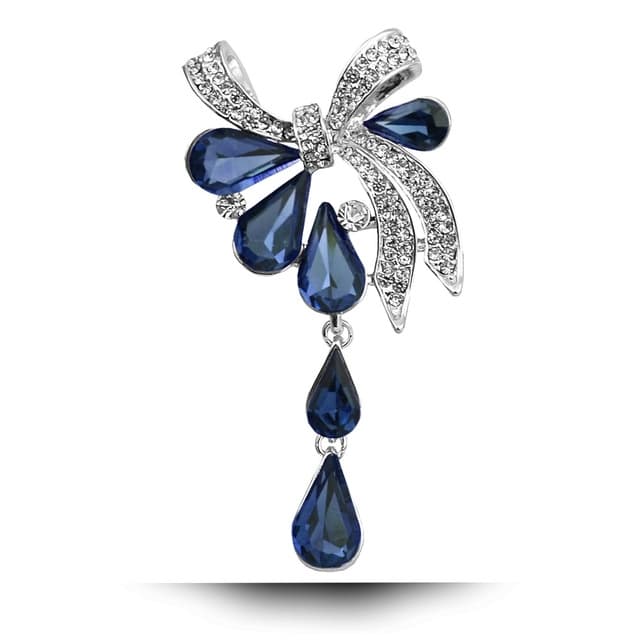 Spilla a farfalla con goccia e nodo per donna (Blu)