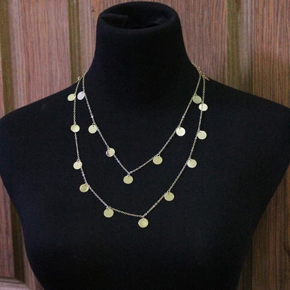 Collana lunga wafer moda donna (Oro)