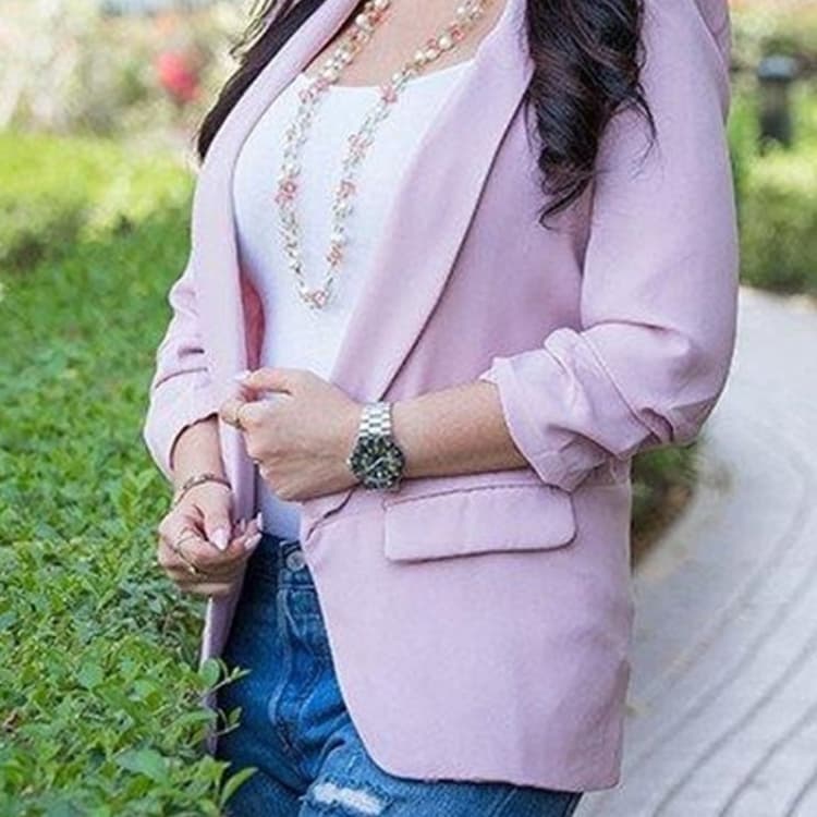 Women Solid Color Buckleless Slim Casual Suit