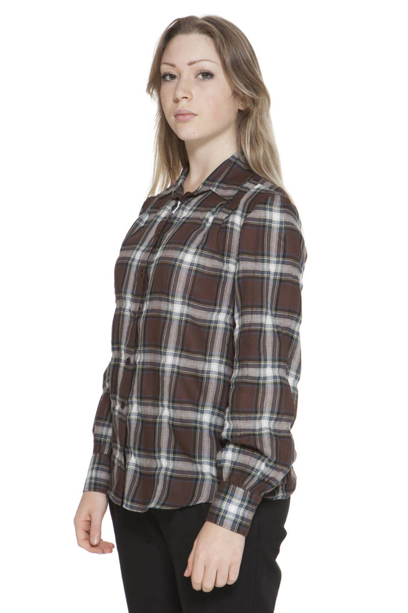 GANT CAMICIA MANICHE LUNGHE DONNA MARRONE - Miniatura 3