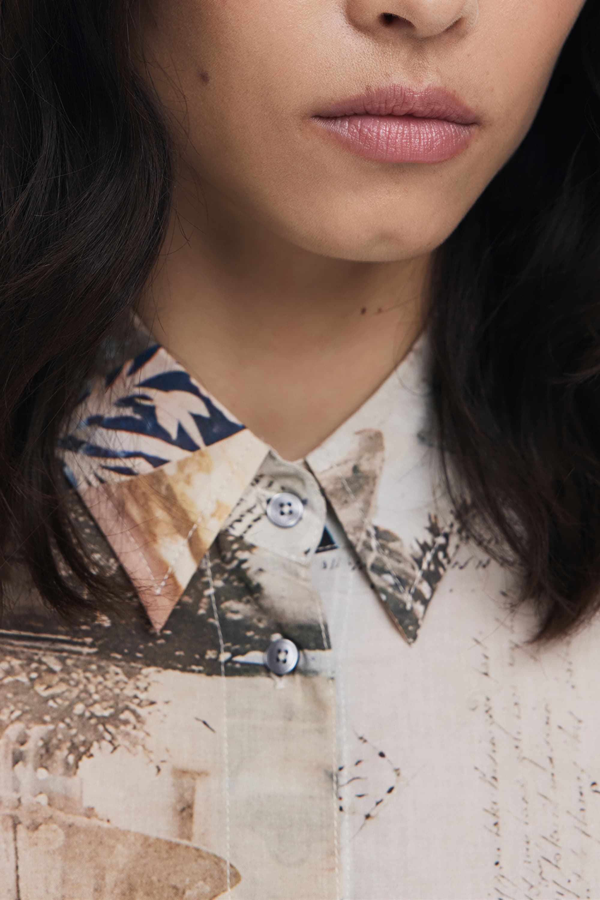DESIGUAL CAMICIA MANICHE LUNGHE DONNA BEIGE - Miniatura 3