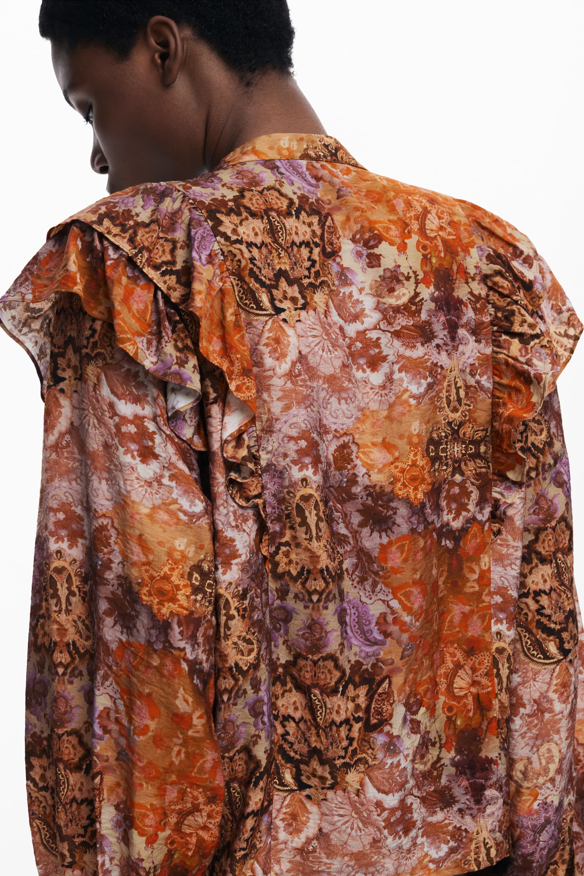DESIGUAL CAMICIA MANICHE LUNGHE DONNA ARANCIO - Miniatura 3