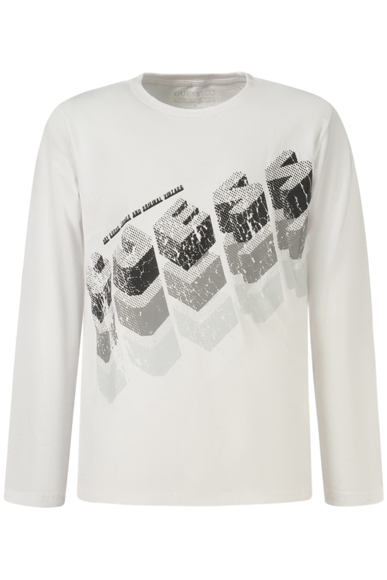 GUESS JEANS T-SHIRT MANICHE CORTE BAMBINO BIANCO