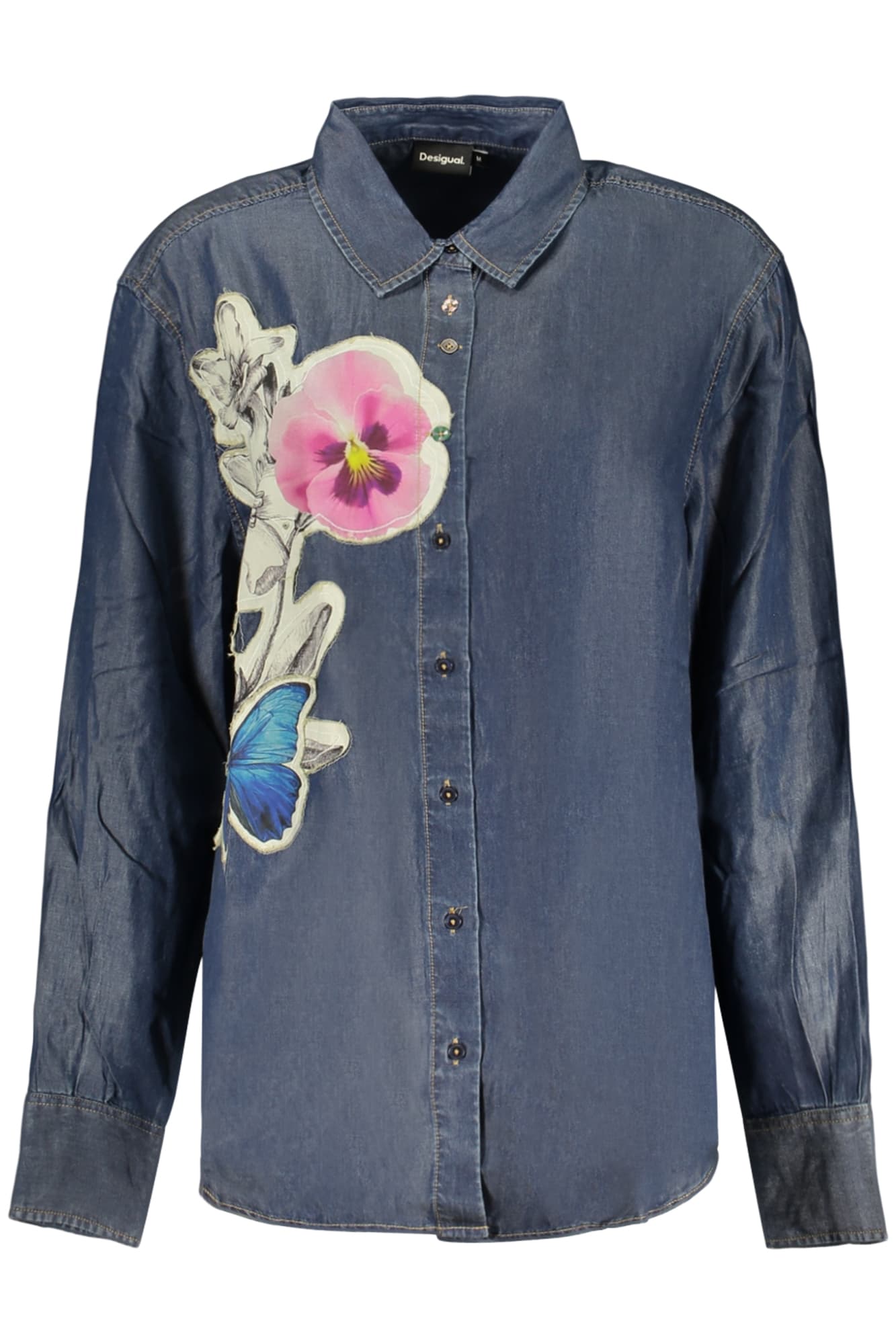 DESIGUAL CAMICIA MANICHE LUNGHE DONNA BLU