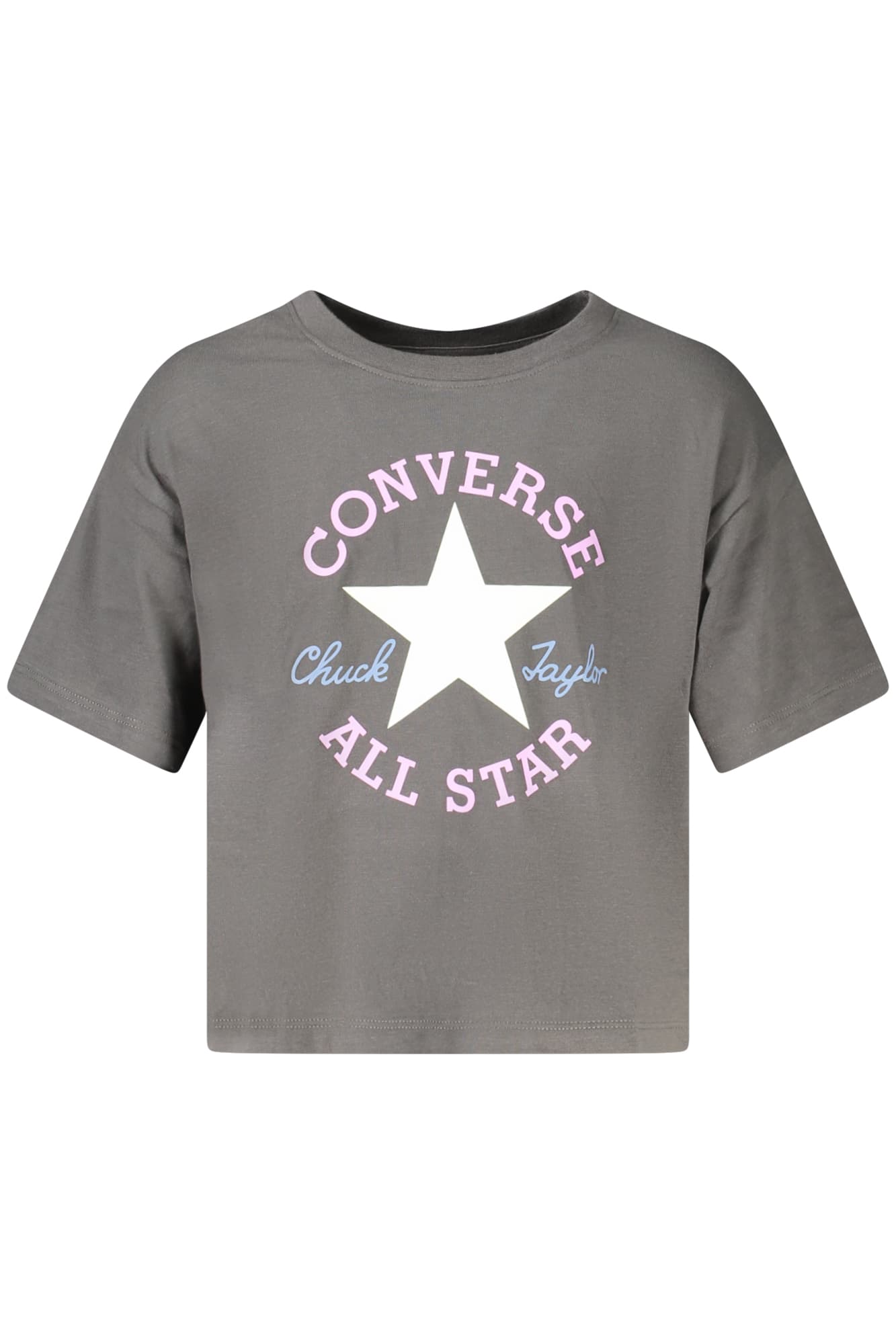 CONVERSE T-SHIRT MANICHE CORTE BAMBINA NERO