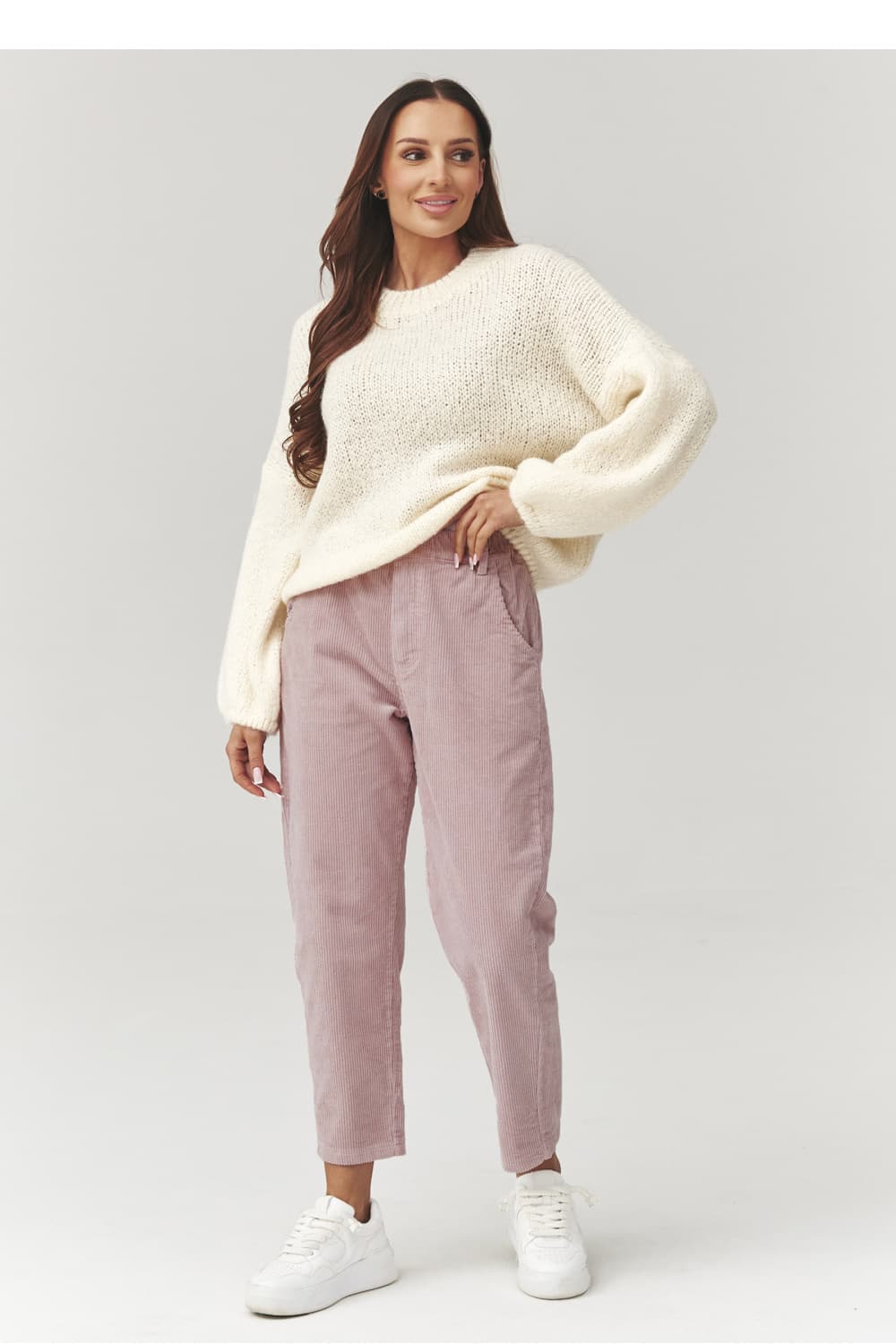 Pantaloni in velluto model 223241 Makadamia - Miniatura 2