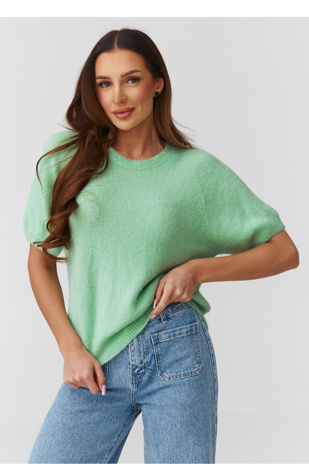 Maglione a manica corta model 224078 Makadamia
