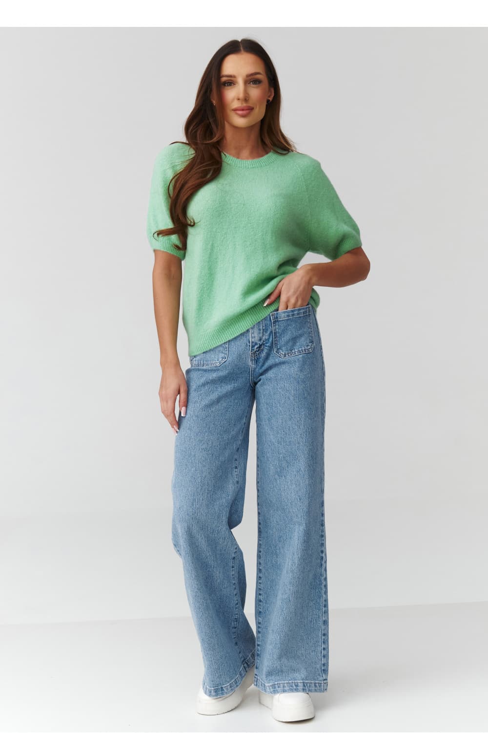 Maglione a manica corta model 224078 Makadamia - Miniatura 2