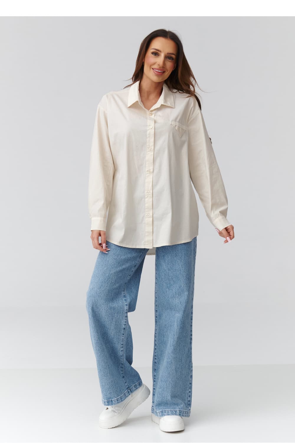 Camicia a manica lunga  model 224101 Makadamia - Miniatura 2