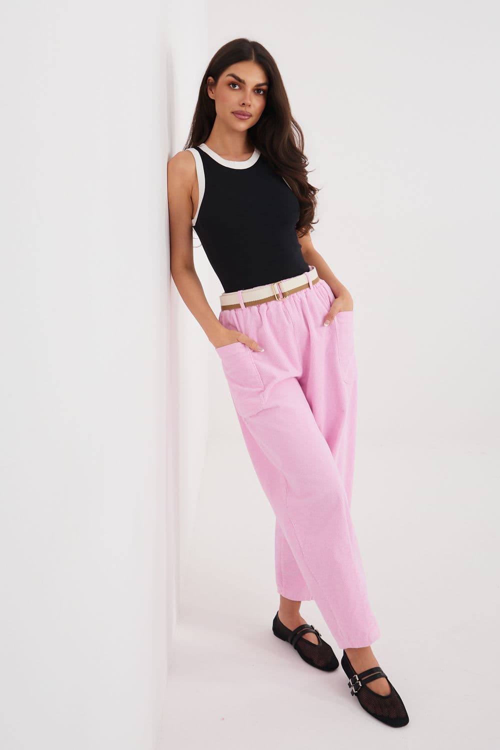 Pantaloni in velluto model 225099 Rue Paris