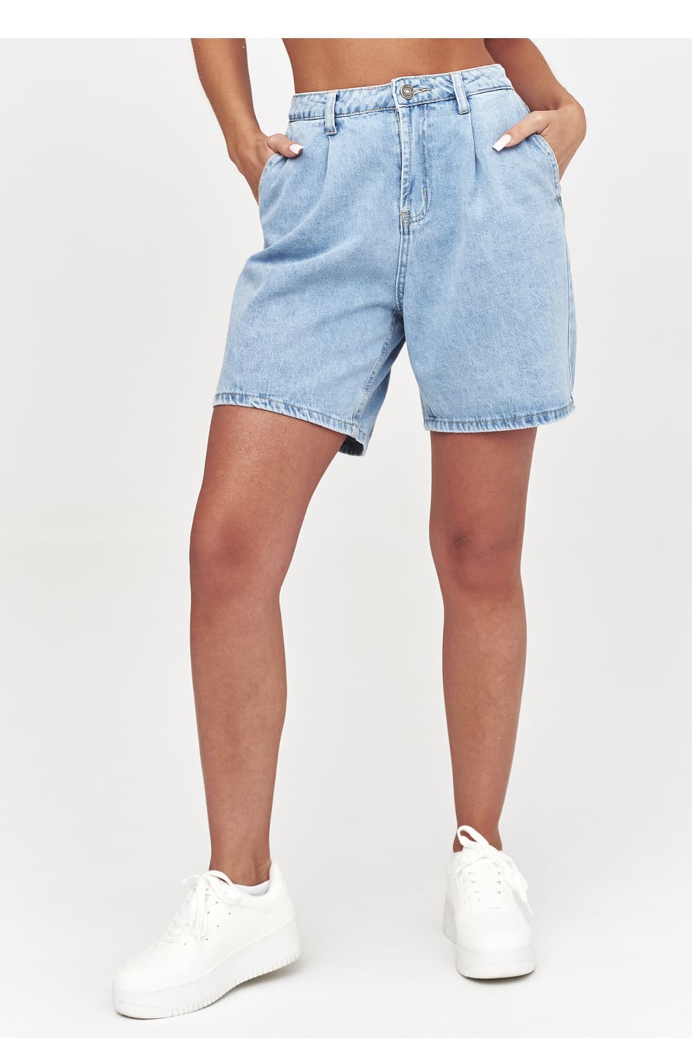 shorts in denim model 228315 Makadamia - Miniatura 4