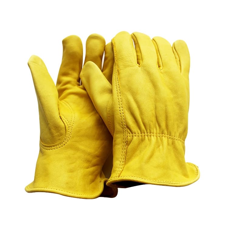 1 Pair JJ-5002 Outdoor Riding Gardening Genuine Leather Safety Gloves