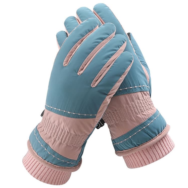1 Paio Guanti Sportivi Anticaduta Ispessiti Caldi e Antivento per Ciclismo WZ-207 (Blu Rosa)