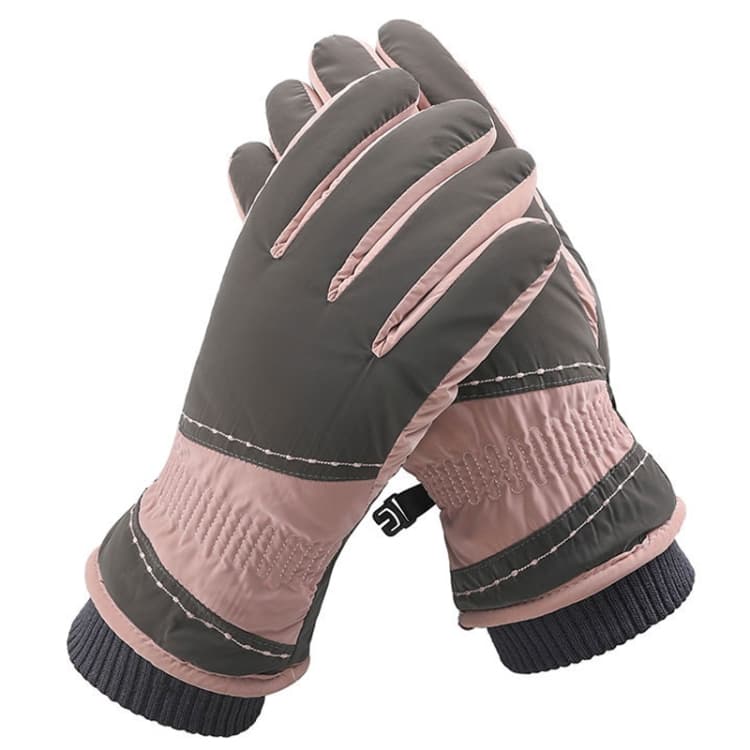 1 Paio Guanti Sportivi Anticaduta Ispessiti Caldi e Antivento per Ciclismo WZ-207 (Grigio Rosa)