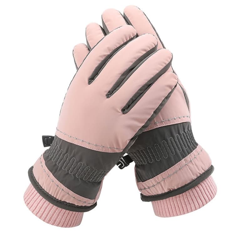 1 Paio Guanti Sportivi Anticaduta Ispessiti Caldi e Antivento per Ciclismo WZ-207 (Grigio Rosa)