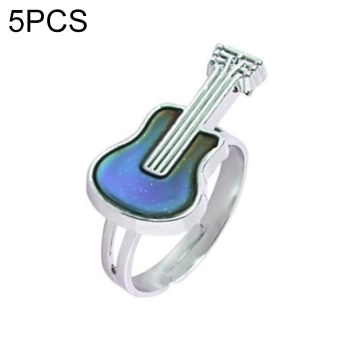 5 PCS Temperature Sensitive Discoloration Adjustable Open Ring(Guitar)