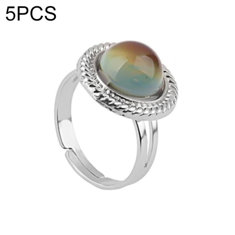 5 PCS Temperature Sensitive Discoloration Adjustable Open Ring(Straw Hat Sun Shield)