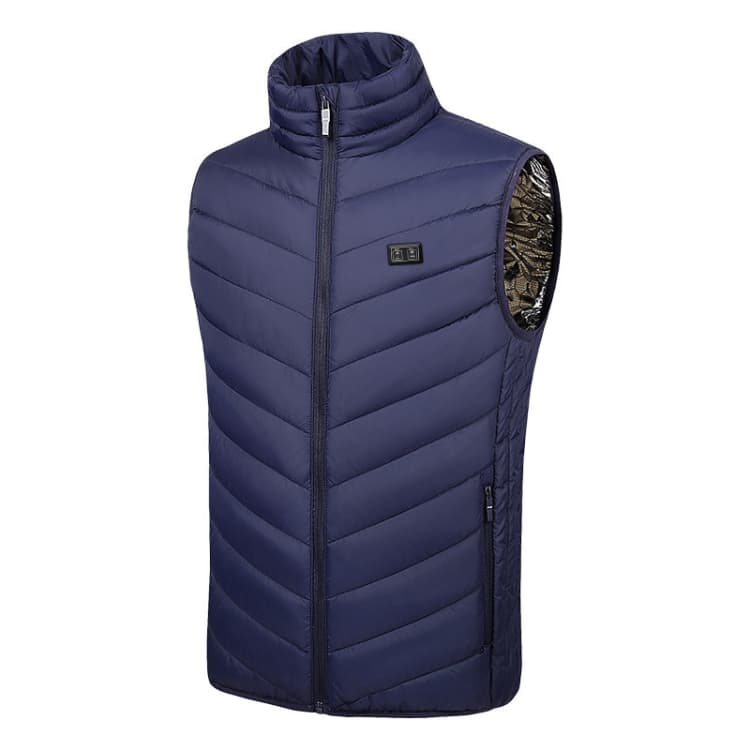 Gilet Riscaldante Elettrico USB a Doppio Controllo Blu 9 Zone, Gilet Intelligente Caldo (L)