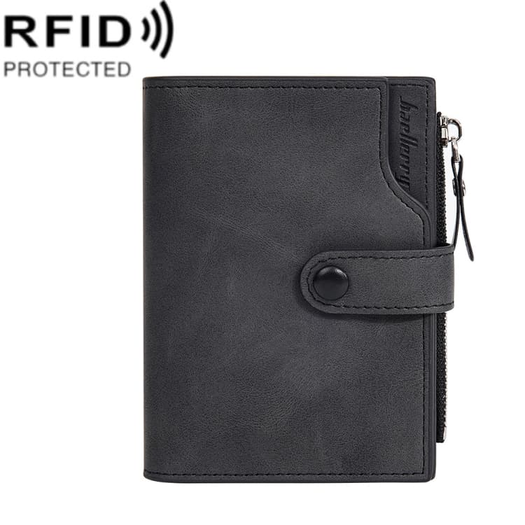 Baellerry D5113 RFID Anti-theft Tri-fold Zipper Short Wallet Coin Purse(Black)