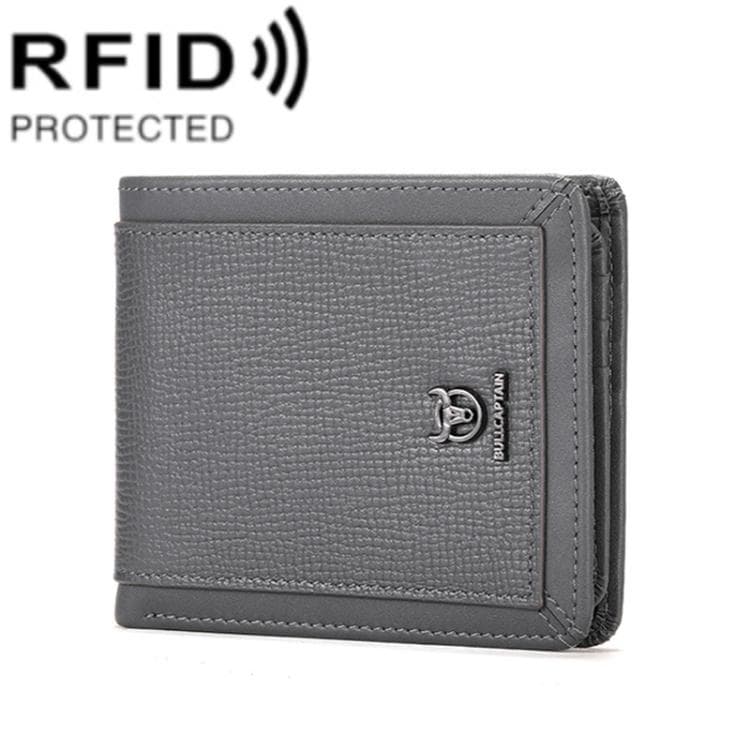 BULL CAPTAIN 07 RFID Anti-theft Top-layer Cowhide Multiple Card Slots Wallet(Gray)