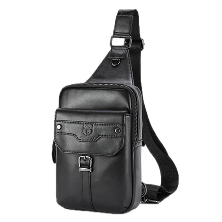 BULL CAPTAIN Men Vintage Genuine Leather Shoulder Bag(Black)