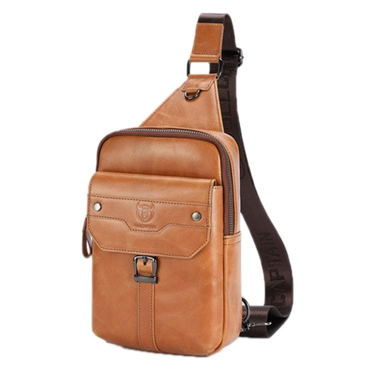 BULL CAPTAIN Men Vintage Genuine Leather Shoulder Bag(Brown)
