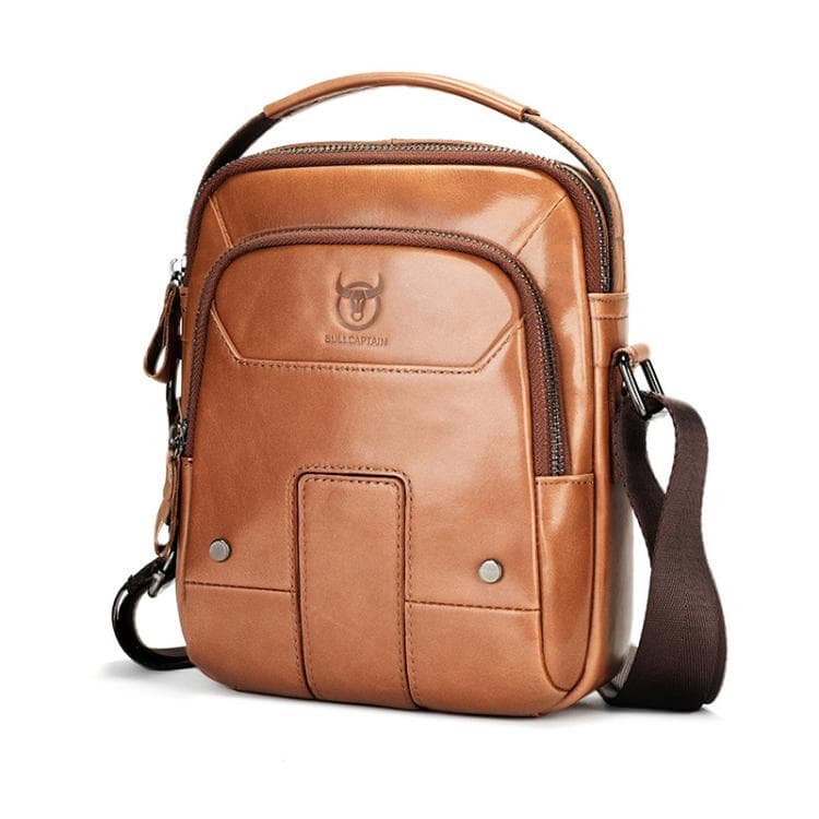 BULL CAPTAIN Vintage Men Genuine Leather Tablet Shoulder Bag(Yellow)