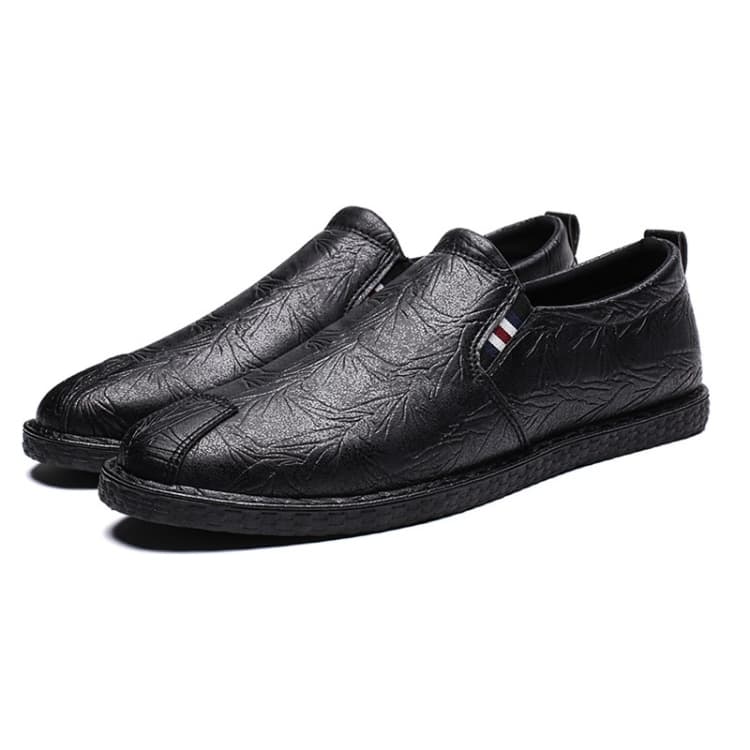 Scarpe in pelle casual traspiranti con punta tonda per uomo (Colore: Nero Taglia: 43)