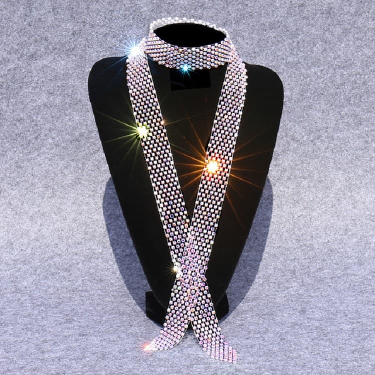 Accessori per costume da ballo con papillon a rombi colorati e strass per donna