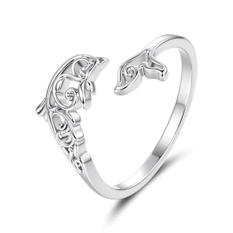 Copper Plated With White Gold Adjustable Ocean Life Opening Ring(YIR302-E)
