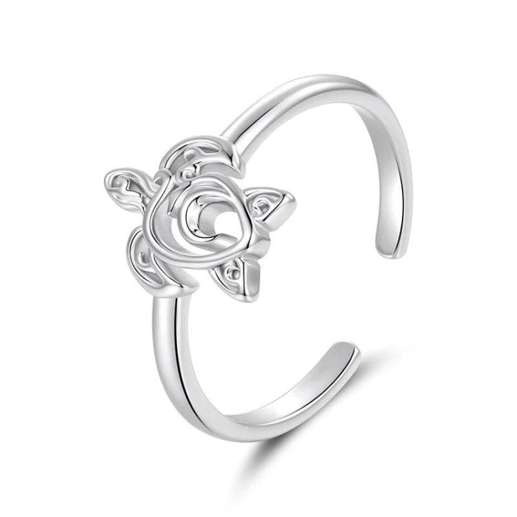 Copper Plated With White Gold Adjustable Ocean Life Opening Ring(YIR303-E)