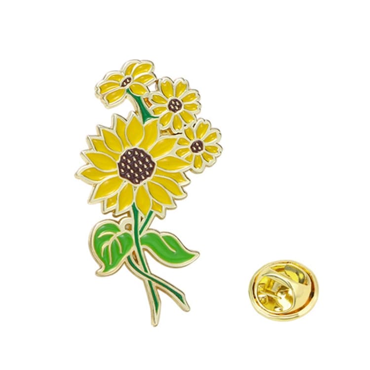 CZ0976-2 Spilla a forma di fiore di cartone animato in lega smaltata, stile giardino, girasole, per abbigliamento e borse, ornamenti