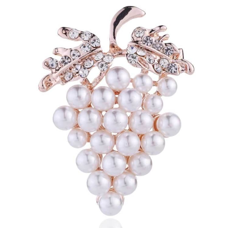 Spilla a grappolo d'uva con diamanti e perle selvatiche, gioiello per abbigliamento femminile (B07342)