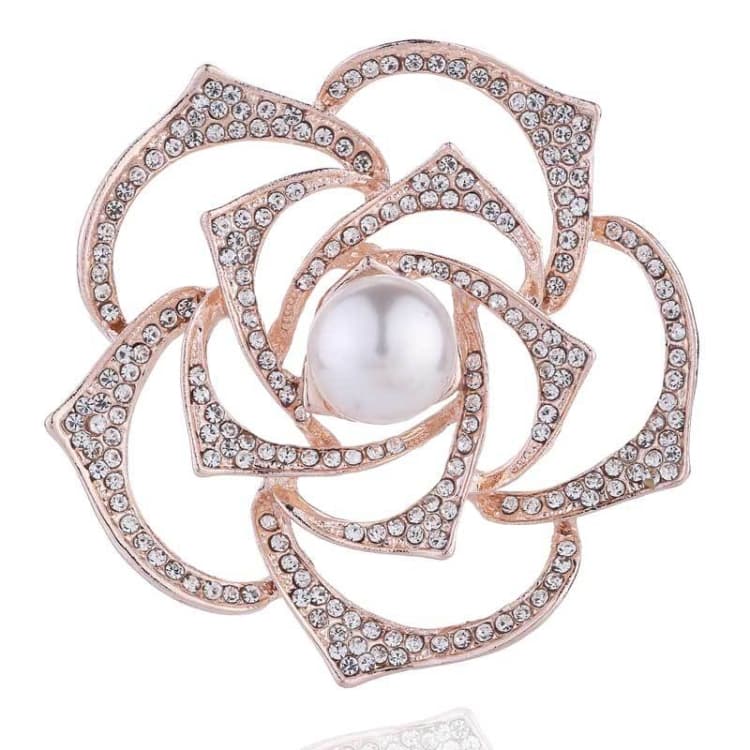 Spilla a fiore di tè con diamanti e perle, spilla semplice per abiti Cheongsam (B07344)