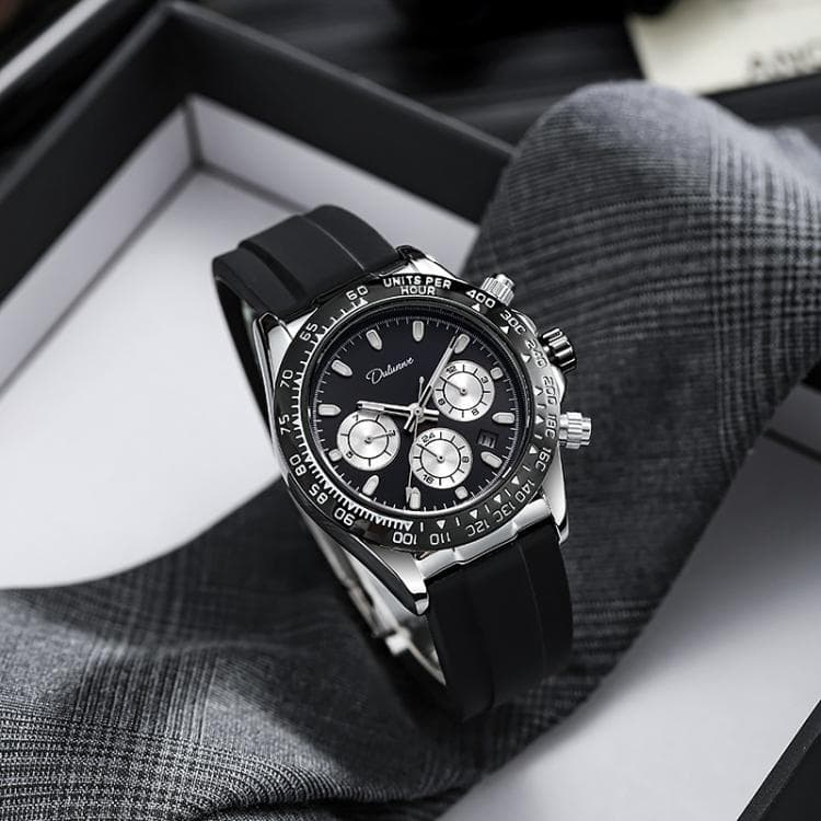 Dulunwe 30m Waterproof Luminous Fully Automatic Mechanical Watch(Silver Shell Black)
