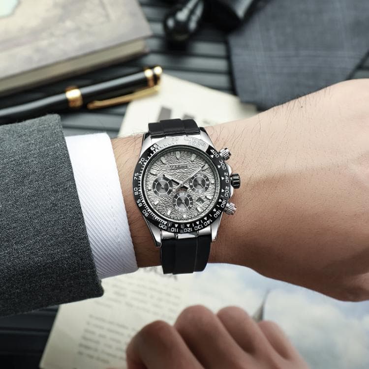 Dulunwe 30m Waterproof Luminous Fully Automatic Mechanical Watch(Silver Shell Meteorite)