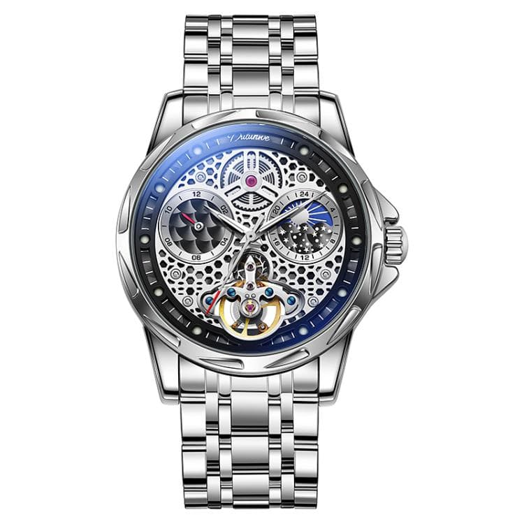 Dulunwe 6060C 30m Waterproof Luminous Automatic Mechanical Watch(White Steel White)